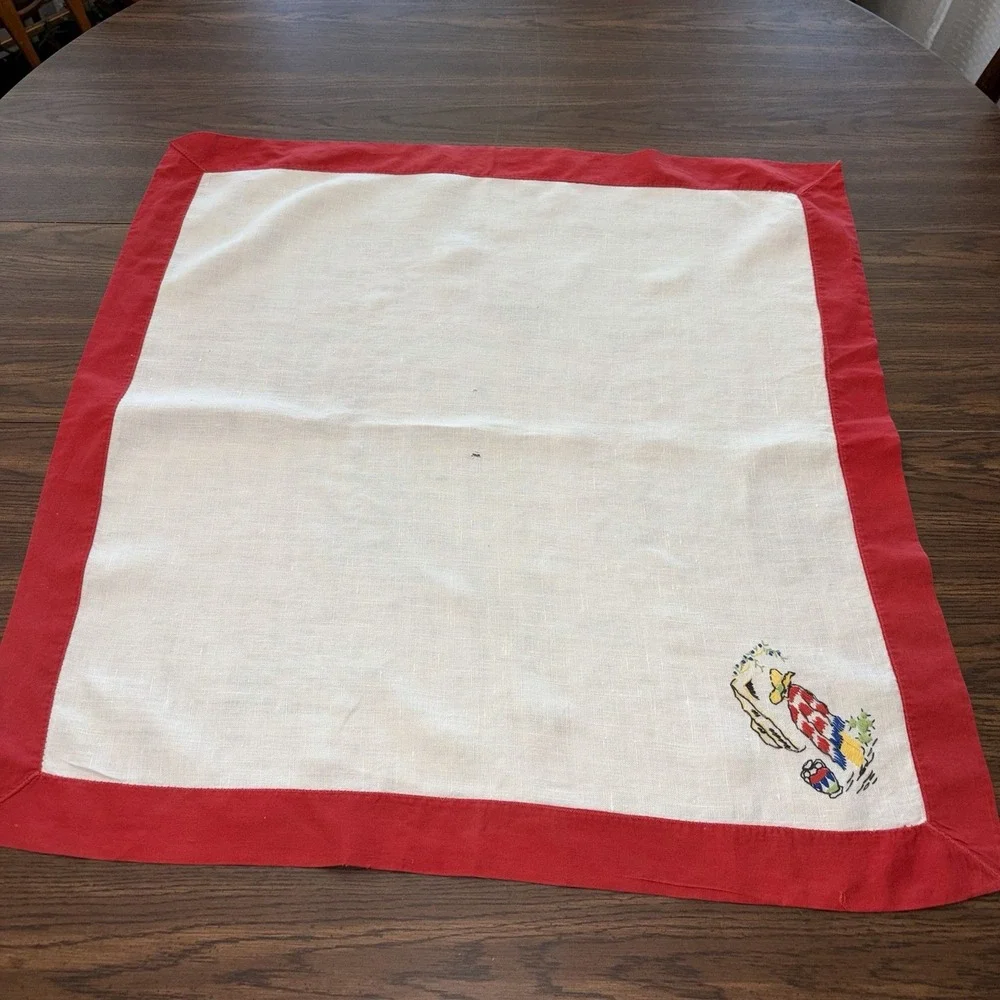 Vintage Mexicana Embroidered Linen Topper Napkin Set Guests Cactus Decor